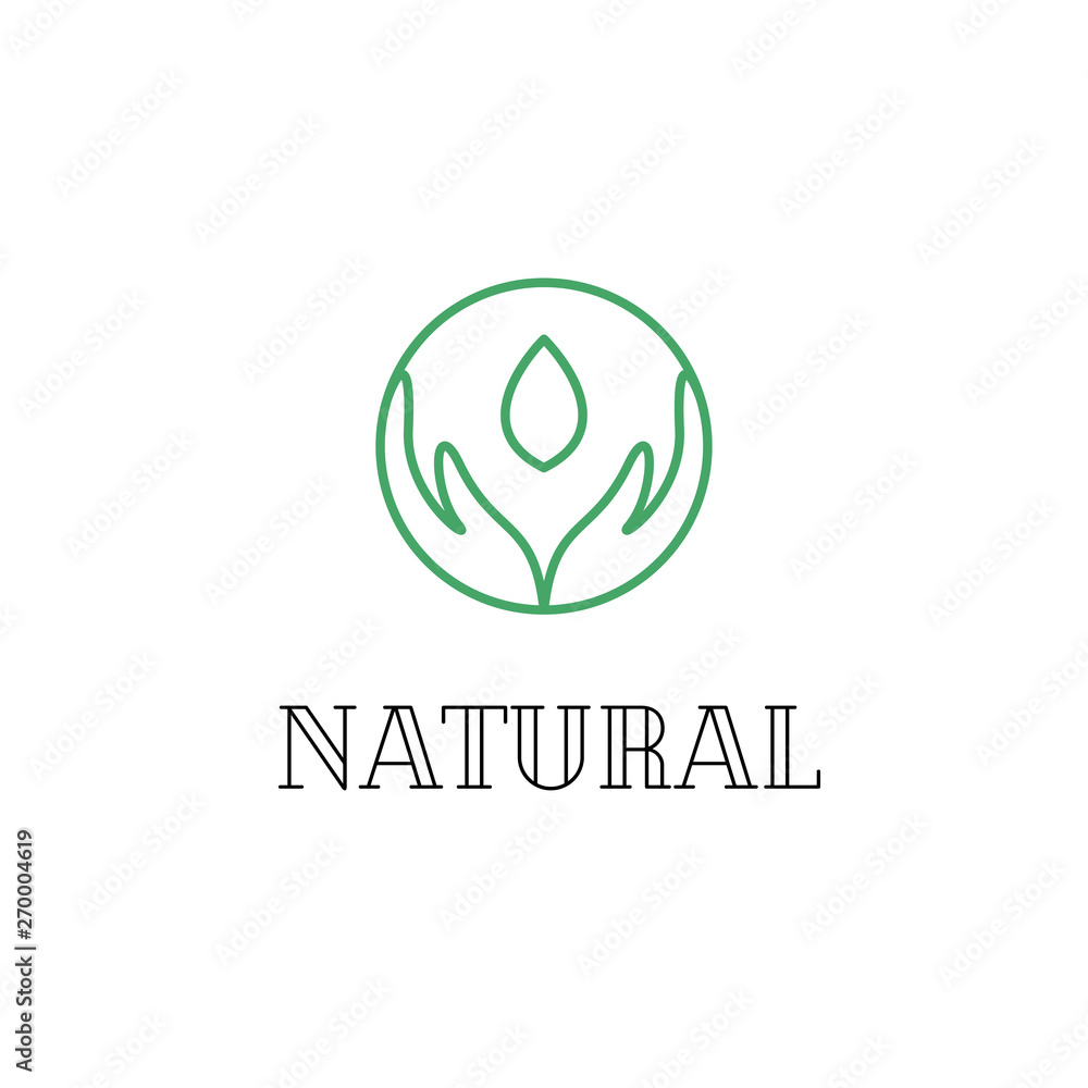 Hands linear logo for natural cosmetic vector Hands linear logo for natural cosmetic vector