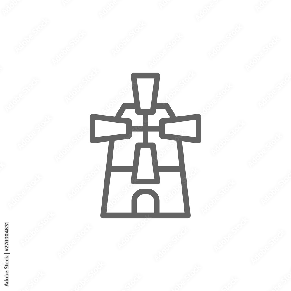 Fototapeta premium Portugal, windmill icon. Element of Portugal icon. Thin line icon for website design and development, app development. Premium icon