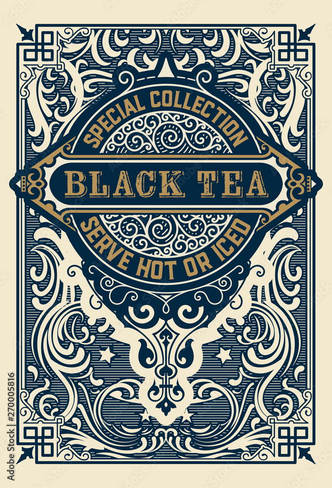 Black Tea label. Vintrage style