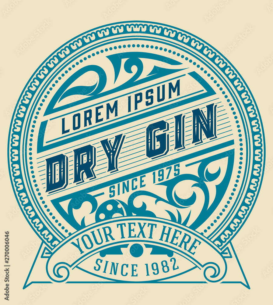 Obraz premium Vintage label with gin liquor design
