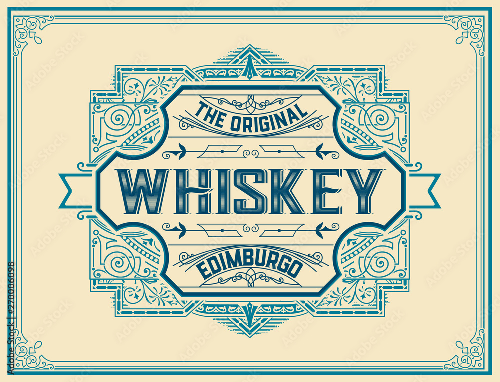 Obraz premium Whiskey label for packing. Vector layered