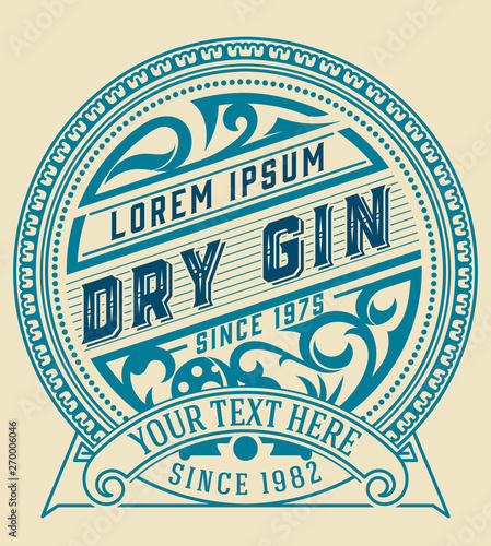 Vintage label with gin liquor design