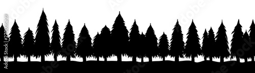 Trees, silhouette of forest, vector