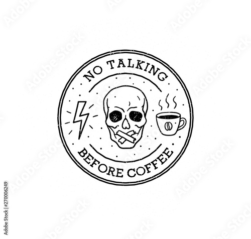 Fényképezés Funny logo badge design about coffee vector print