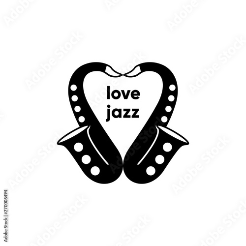 Love jazz logo saxophone vector illustration