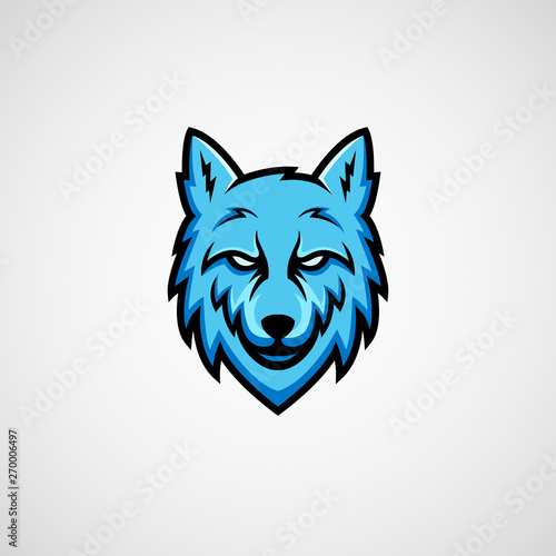 Blue wolf mascot logo vector