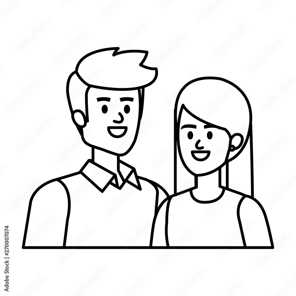 business couple avatars characters vector illustration