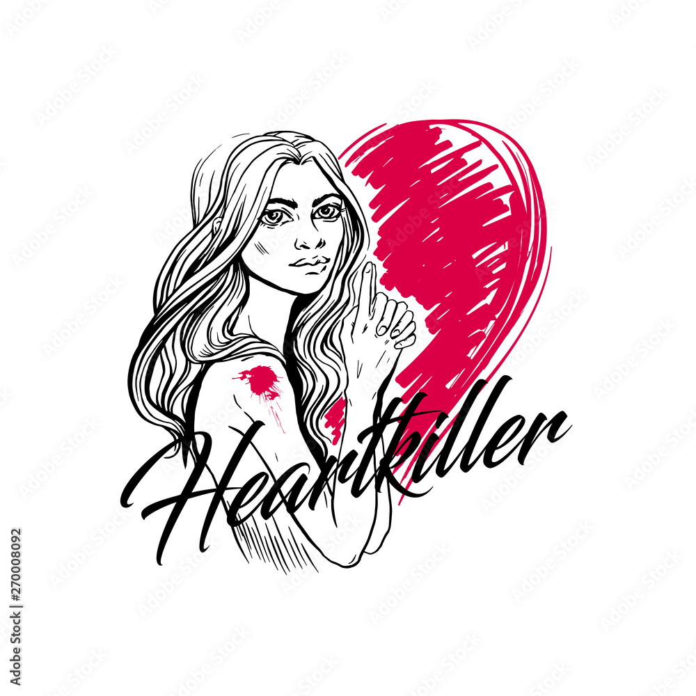 Pretty woman sketch illustration print design Pretty woman sketch illustration print design