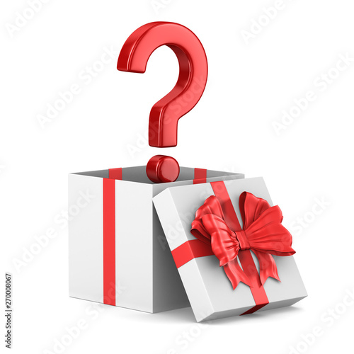 open white gift box and que...
