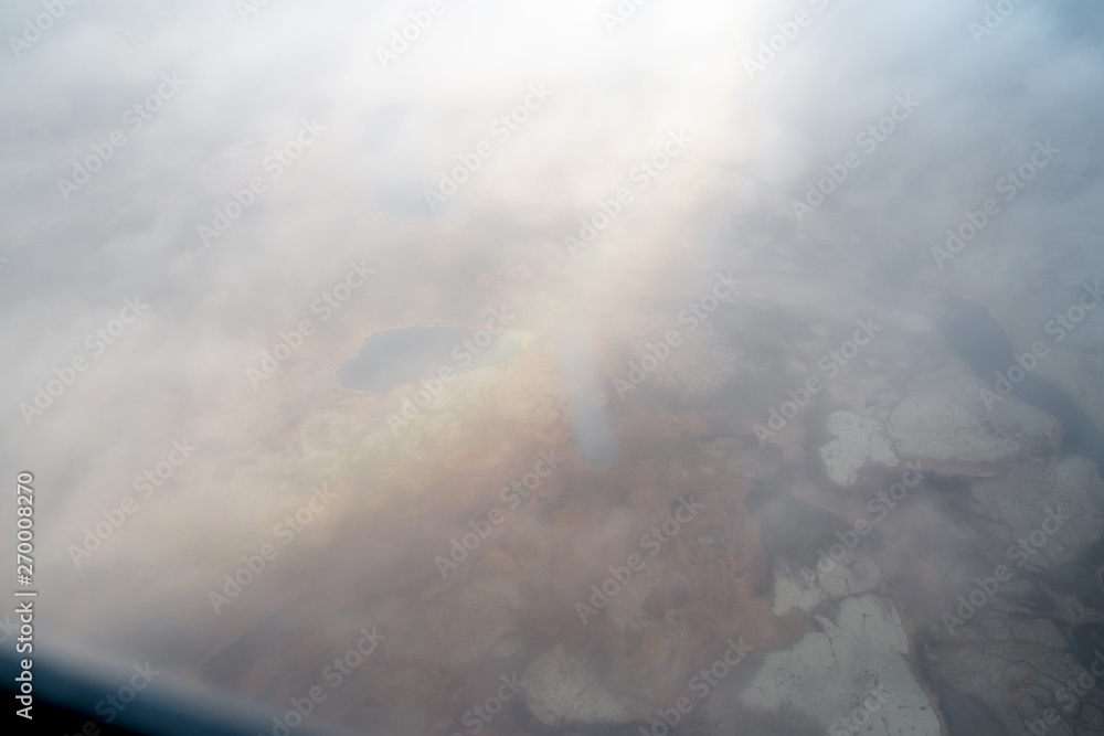 Fototapeta premium Autumn tundra view from helicopter