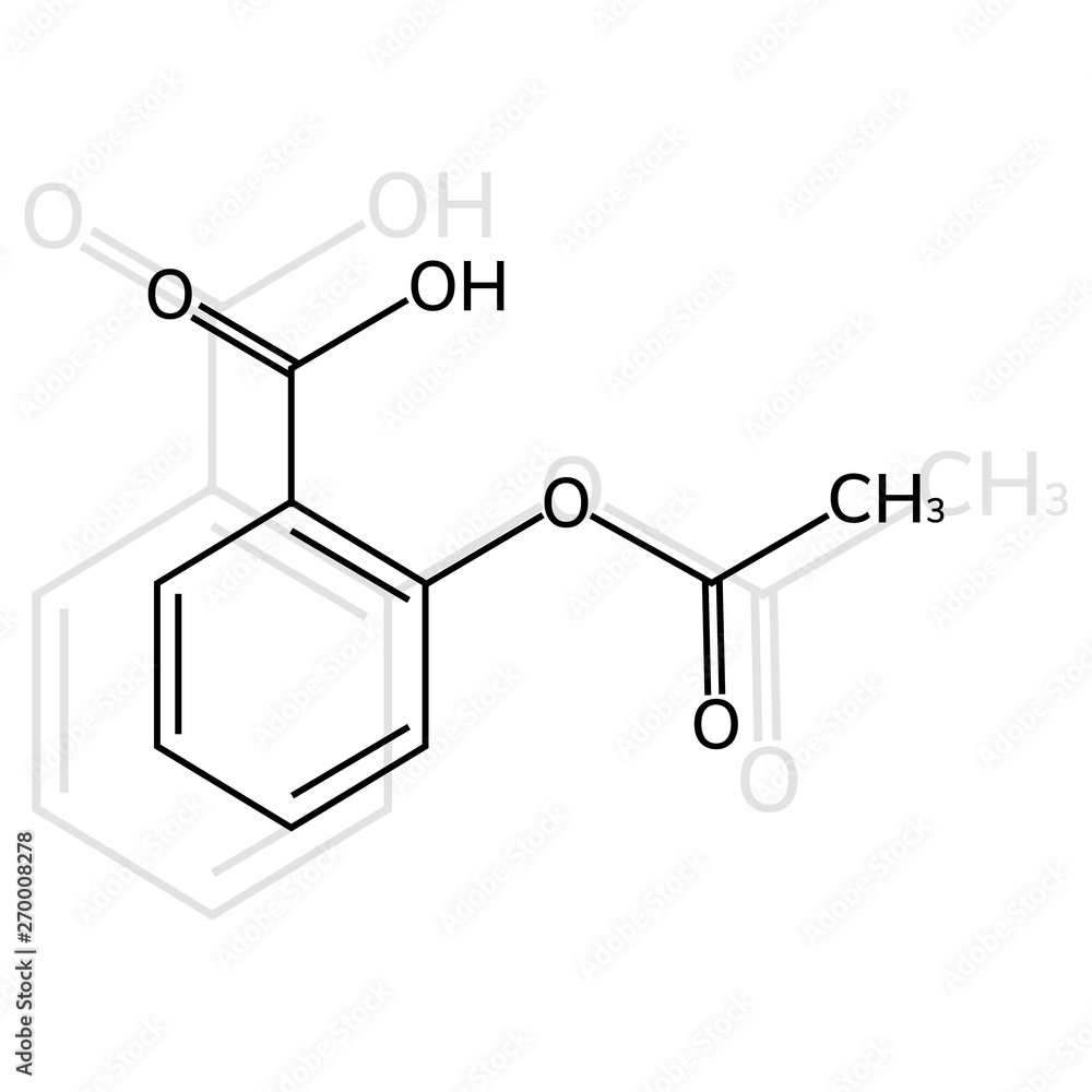 Aspirin vector icon on white background, acetylsalicylic acid