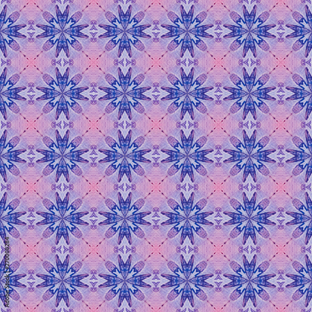 Red blue checked allover seamless pattern. Hand dr