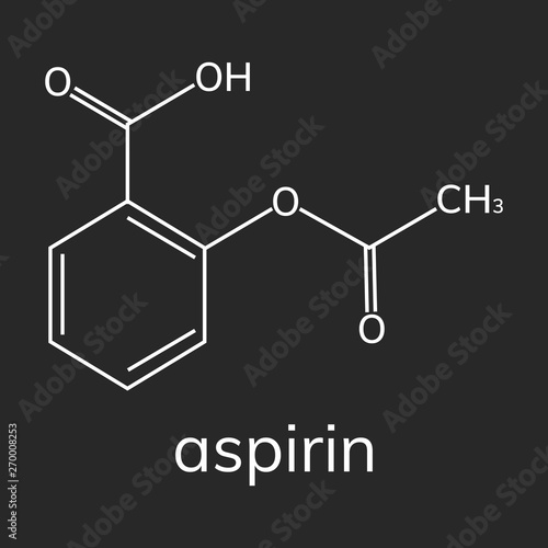 Aspirin vector icon on dark background, acetylsalicylic acid