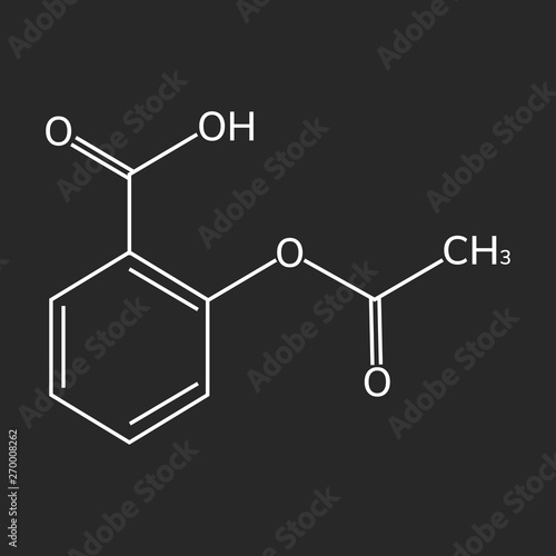 Aspirin vector icon on dark background, acetylsalicylic acid