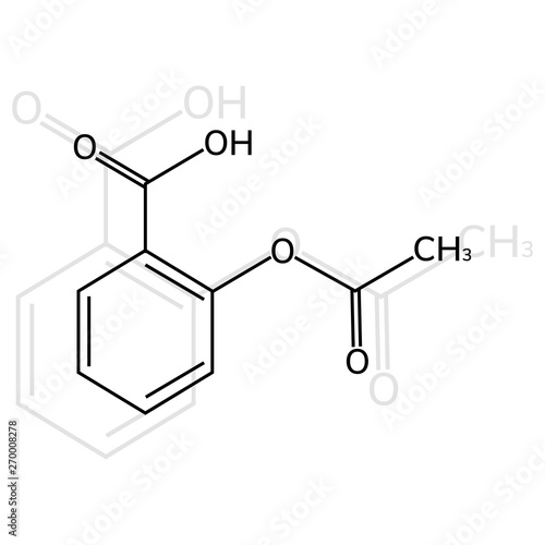 Aspirin vector icon on white background, acetylsalicylic acid