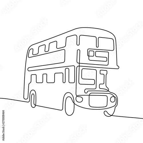 London double decker bus continuous line vector illustration