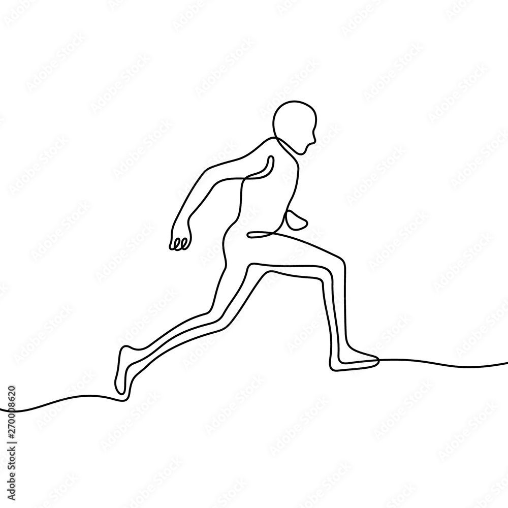 Running man continuous line vector illustration