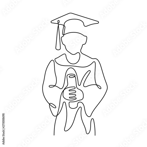 Graduate continuous line vector illustration