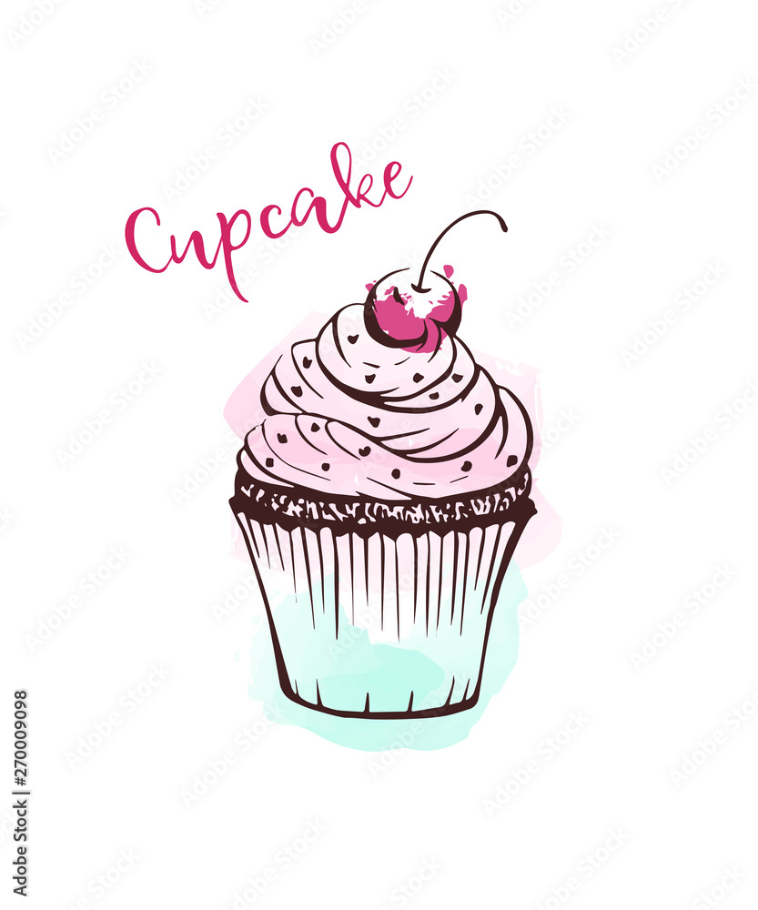 Handdrawn cupcake vector illustration sketch Handdrawn cupcake vector illustration sketch