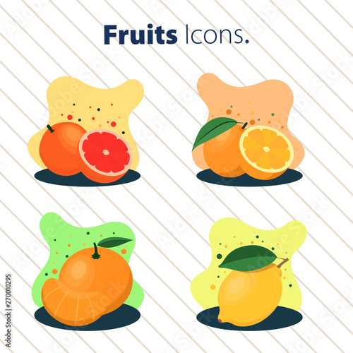 Set of fruits icons. Vector illustration. Concept.