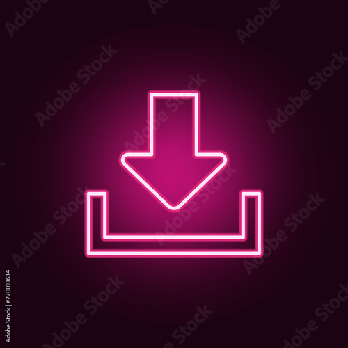 arrow download sign neon icon. Elements of web set. Simple icon for websites, web design, mobile app, info graphics