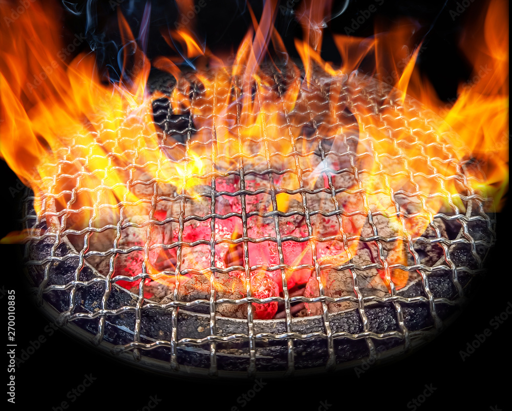 Fired Charcoal With Grill Plate For Korean Bbq Stock Photo - Download Image  Now - Abstract, Arts Culture and Entertainment, Barbecue - Meal - iStock