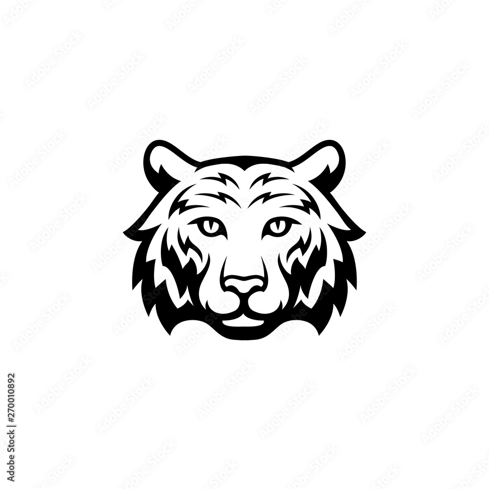 Tiger head logo black tattoo style