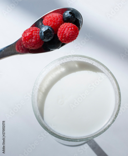 Fresh homemade yogurt with berries
