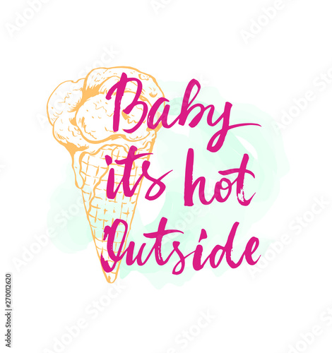 Summer lettering print design ice cream illustration
