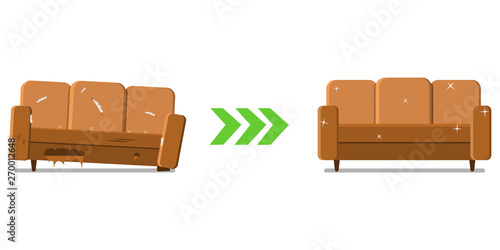 Restoration of the old sofa, before and after.