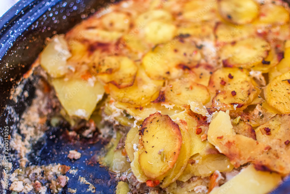 Serbian mousaka, balkan cuisine like traditional assorted dish Serbian mousaka, balkan cuisine like traditional assorted dish