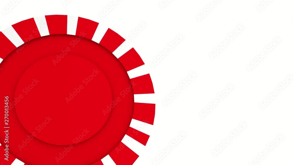 Spinning of poker chip on white surface background. Poker chips is red and white in color Spinning of poker chip on white surface background. Poker chips is red and white in color