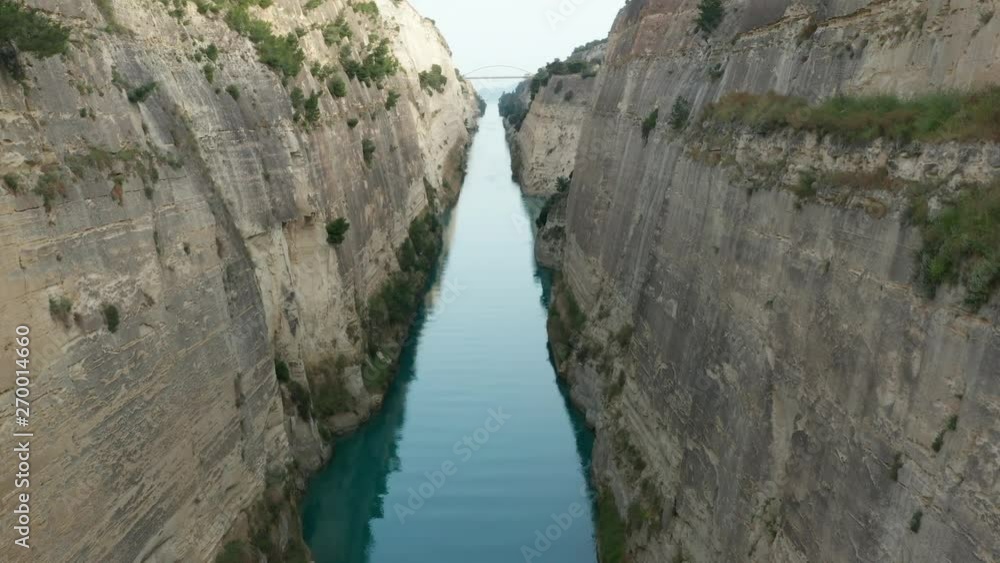 Corinth Canal, slow push forward on warm Greek day Corinth Canal, slow push forward on warm Greek day