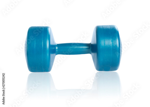 Dumbbell for fitness isolated on white background. Studio shot. Clipping path included.