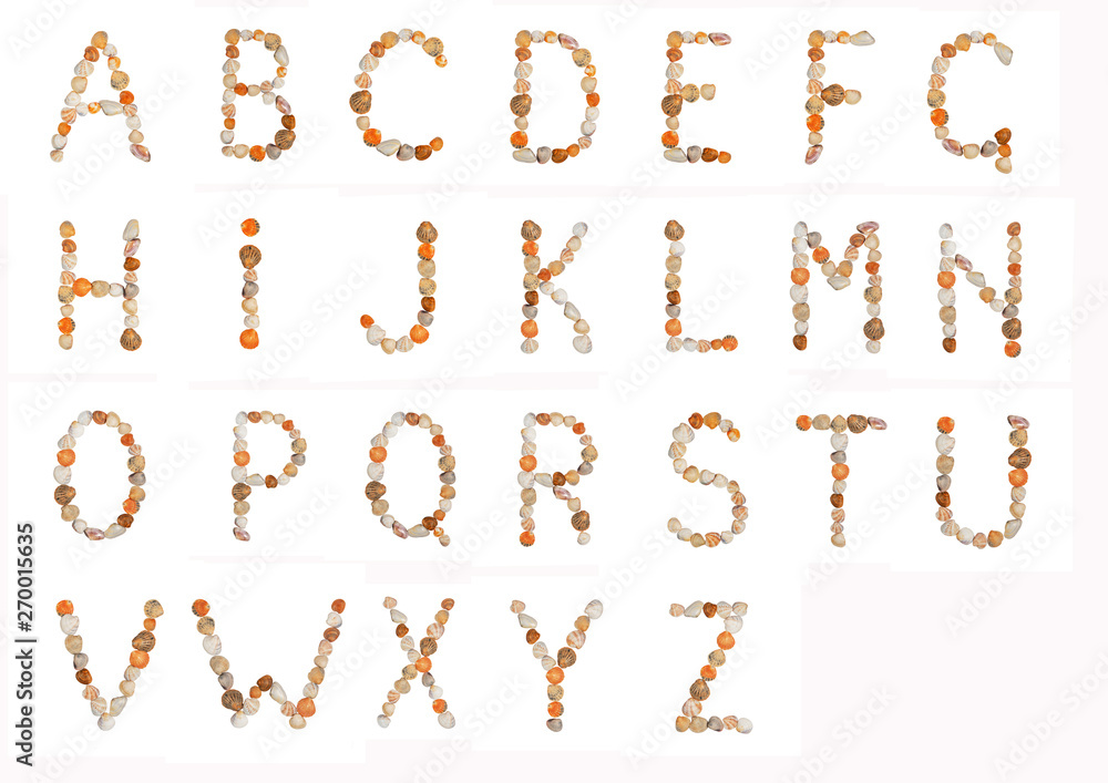 letters of the English alphabet from seashells letters of the English alphabet from seashells