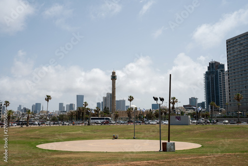 Tel Aviv skyline and mosque