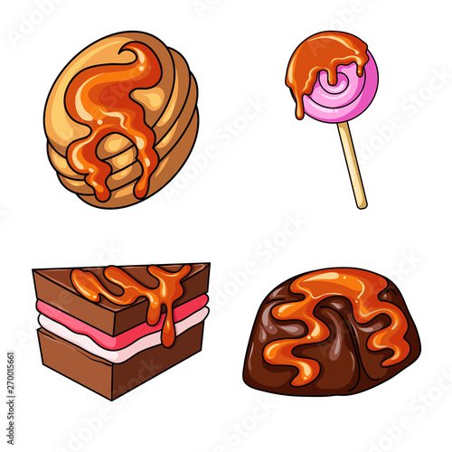 Vector design of dessert and sweet logo. Set of dessert and food stock vector illustration.
