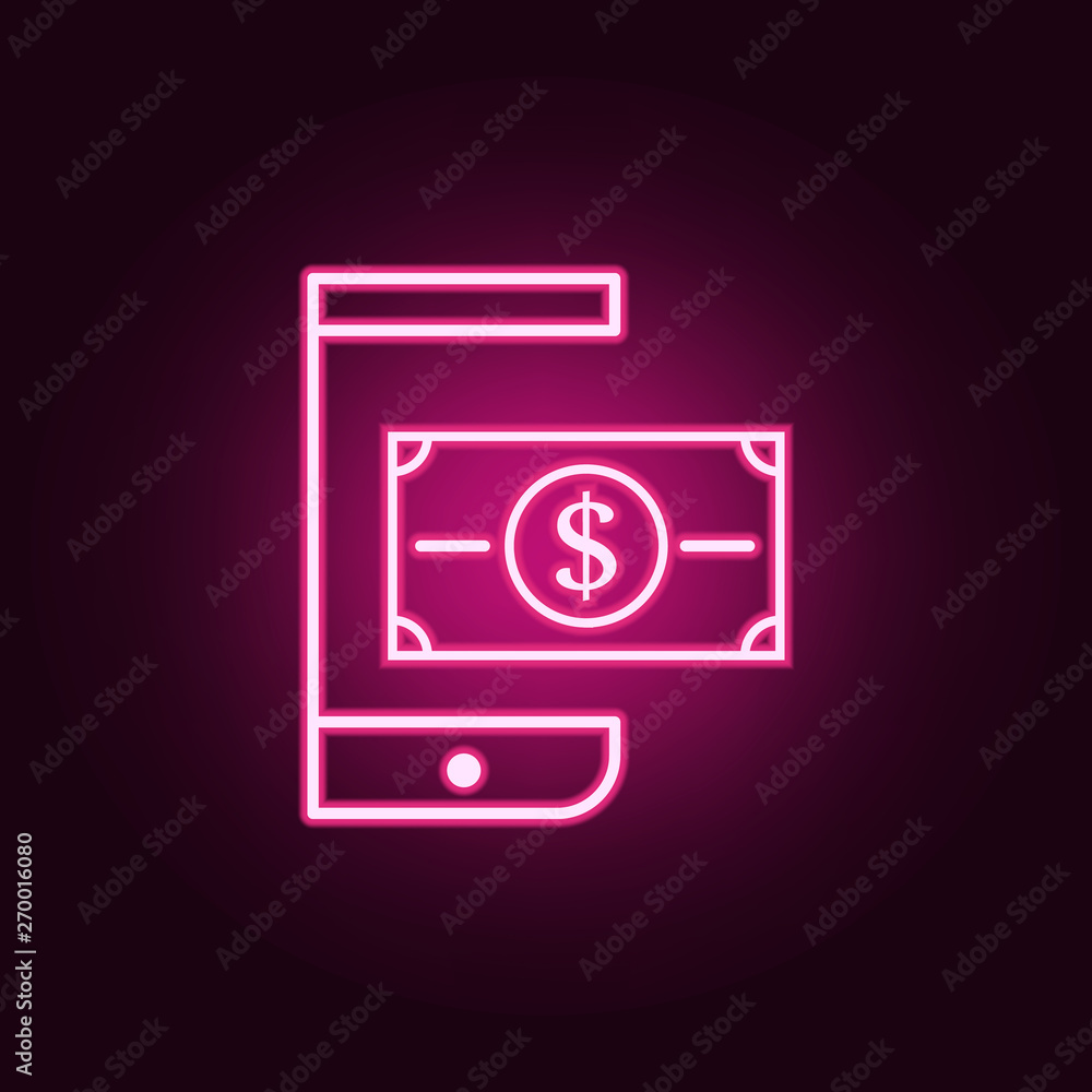 mobile wallet neon icon. Elements of web set. Simple icon for websites, web design, mobile app, info graphics mobile wallet neon icon. Elements of web set. Simple icon for websites, web design, mobile app, info graphics