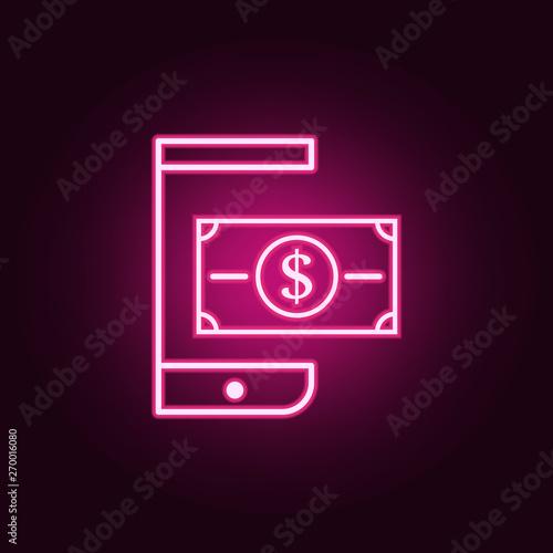 mobile wallet neon icon. Elements of web set. Simple icon for websites, web design, mobile app, info graphics