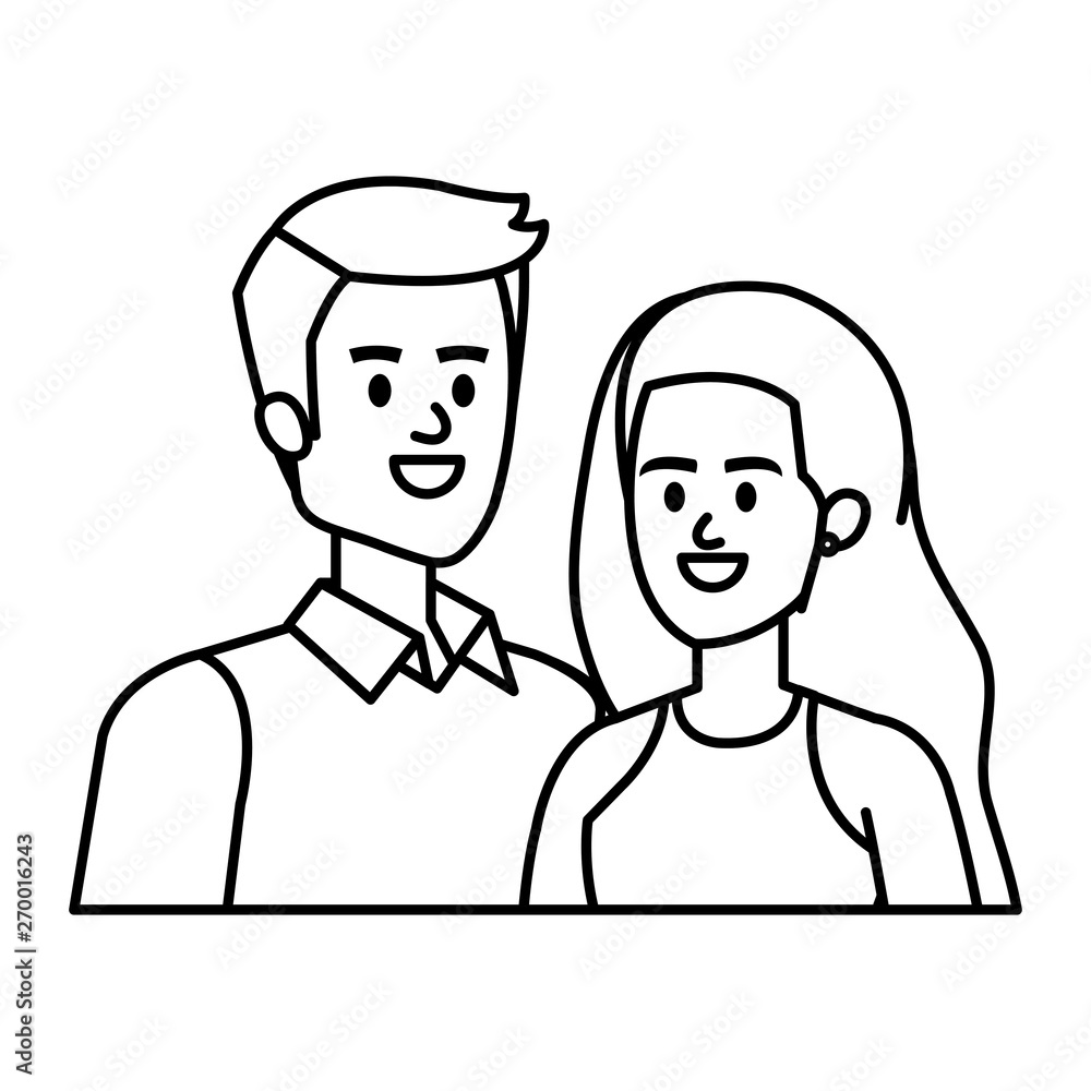 business couple avatars characters vector illustration