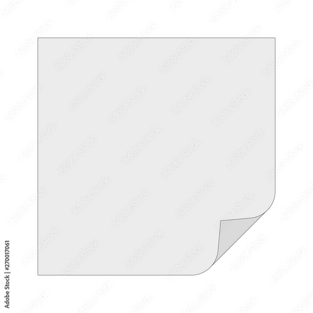 A sheet of note paper with a bent right bottom corner. Vector icon. A sheet of note paper with a bent right bottom corner. Vector icon.
