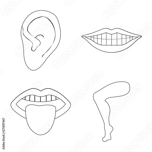 Vector illustration of body and part symbol. Set of body and anatomy vector icon for stock.