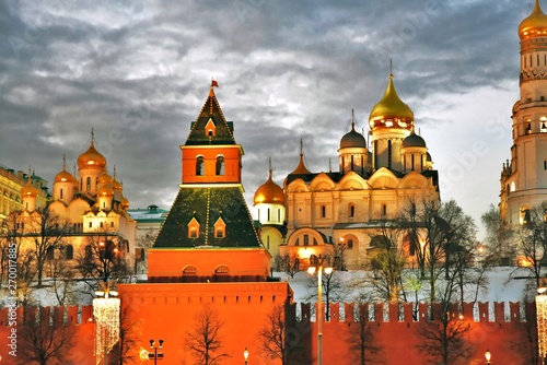 Architecture of Moscow Kremlin. Color photo.