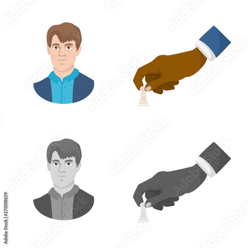 Isolated object of checkmate and thin logo. Set of checkmate and target stock vector illustration.