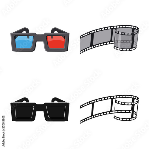 Vector design of television and filming symbol. Set of television and viewing stock vector illustration.