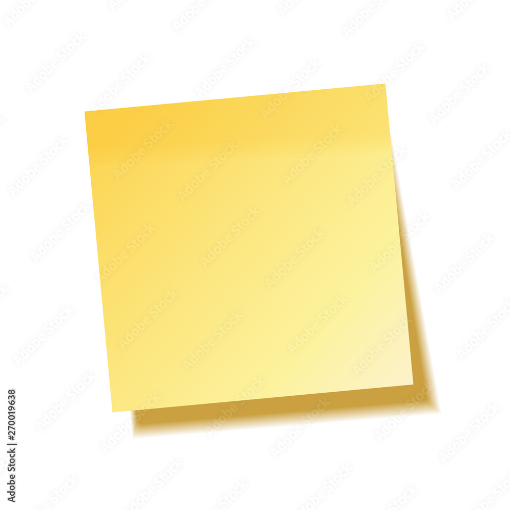 Realistic sticky note with shadow. Yellow paper. Message on notepaper. Reminder. Vector illustration. Realistic sticky note with shadow. Yellow paper. Message on notepaper. Reminder. Vector illustration.
