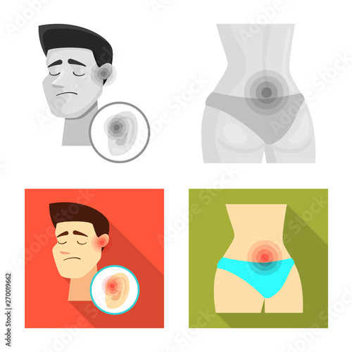 Vector illustration of hospital and rendering logo. Set of hospital and help stock symbol for web.