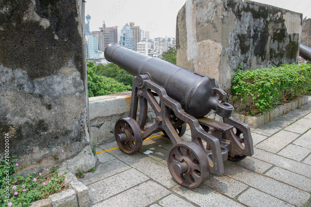 old cannon overlooking macau macao