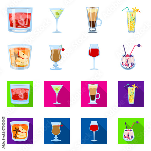 Vector illustration of liquor and restaurant sign. Set of liquor and ingredient stock vector illustration.