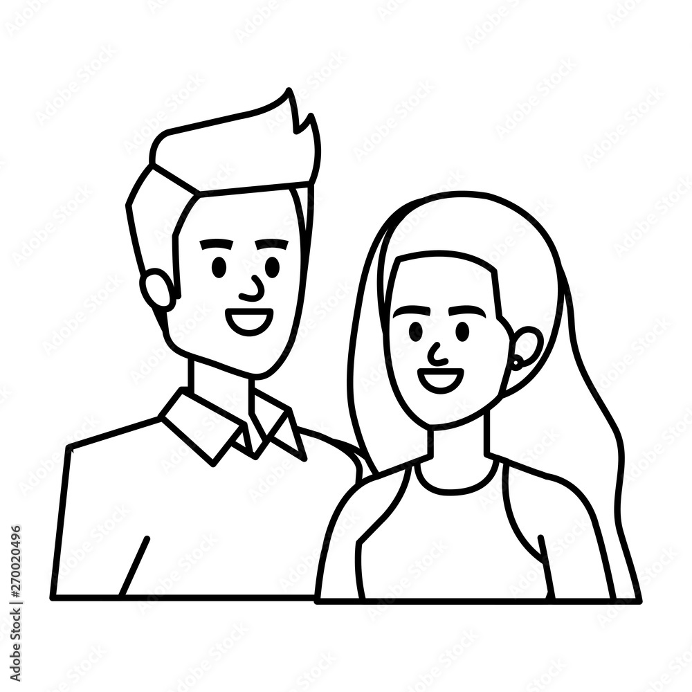business couple avatars characters vector illustration